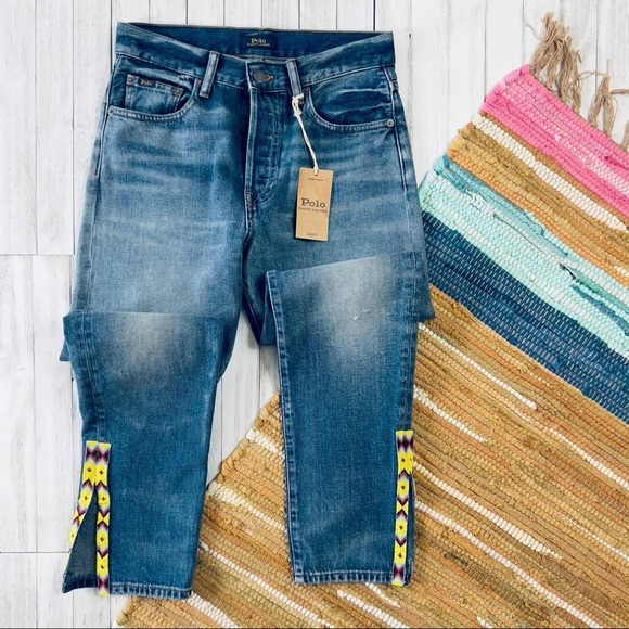 Polo by Ralph Lauren The Callen High Rise Slim Jean Beaded Split Hem - Picture 8 of 16